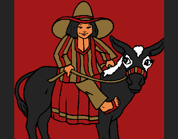 Coloring page Indian on a donkey painted byCherokeeGl