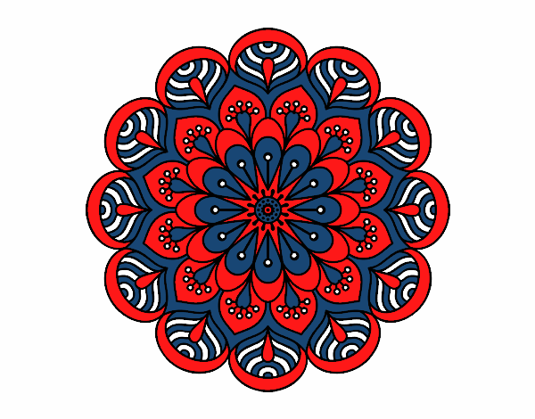 Coloring page Mandala flower and sheets painted byvampster