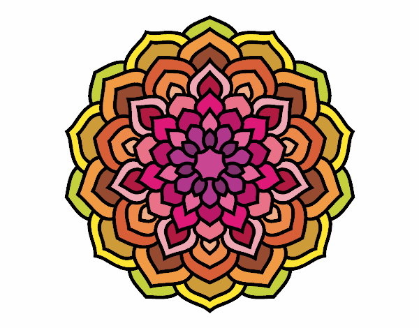 Coloring page Mandala flower petals painted bySantanab