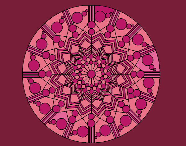 Coloring page Mandala flower with circles painted byCherokeeGl