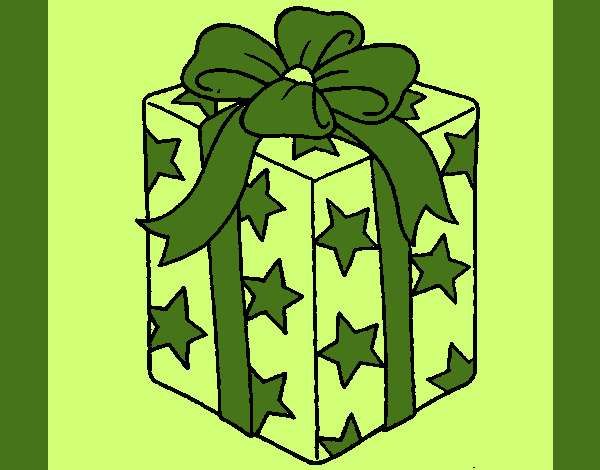 Coloring page Present wrapped in starry paper painted byCherokeeGl