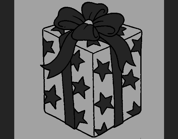 Coloring page Present wrapped in starry paper painted byCherokeeGl