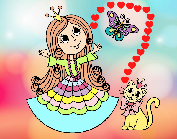Princess with cat and butterfly 