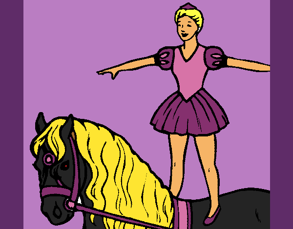Coloring page Trapeze artist on a horse painted byCherokeeGl