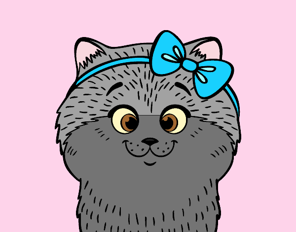 Coloring page A cat with ribbon painted byAnia