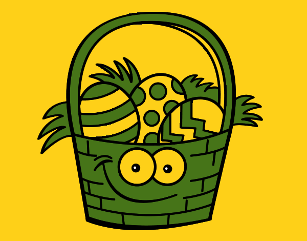 Coloring page Basket of Easter eggs painted byCherokeeGl