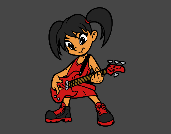 Coloring page  Girl with electric guitar painted byCherokeeGl