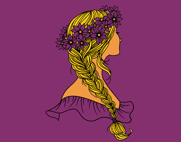 Coloring page Hairstyle with braid painted byCherokeeGl