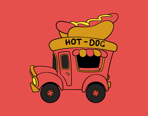 Coloring page Hot dog food truck painted byCherokeeGl