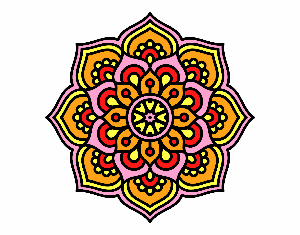 Coloring page Mandala concentration flower painted byMegg