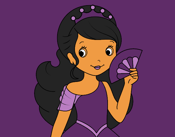 Coloring page Princess and Hand fan painted byCherokeeGl