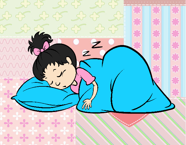 Coloring page Sleeping little girl painted byAnia