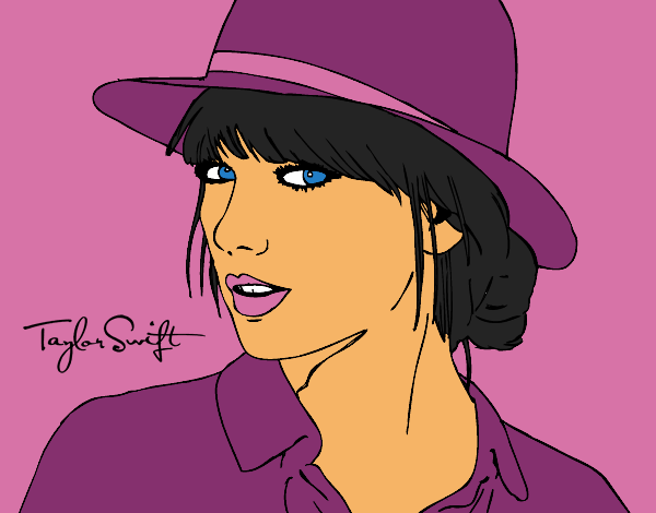 Coloring page Taylor Swift with hat painted byCherokeeGl