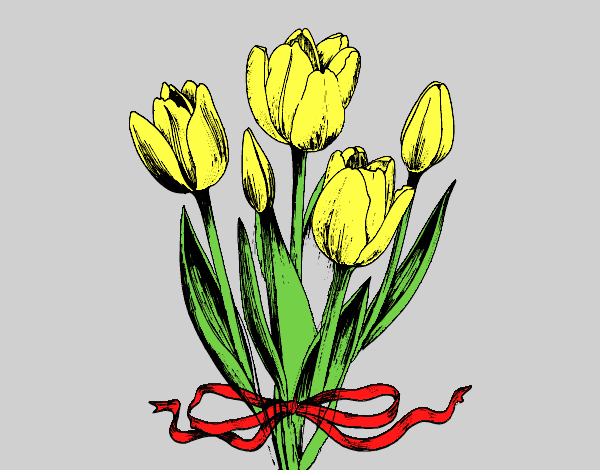 Coloring page Tulips with a bow painted byAnia