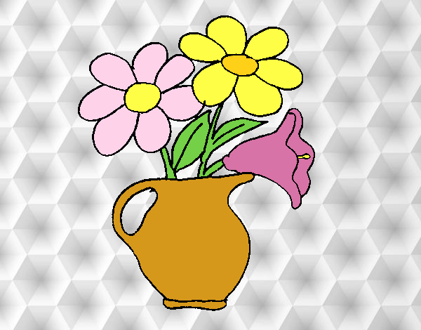 Coloring page Vase with daisies painted byAnia