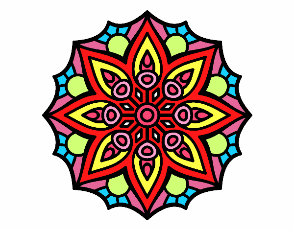 Coloring page Mandala simple symmetry  painted bybianca