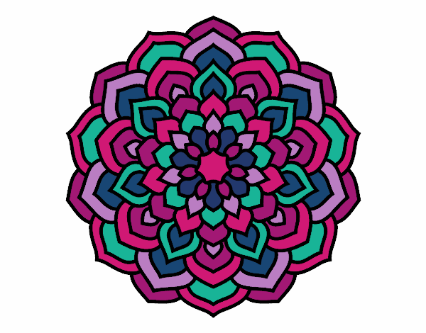 Coloring page Mandala flower petals painted bygrangegirl