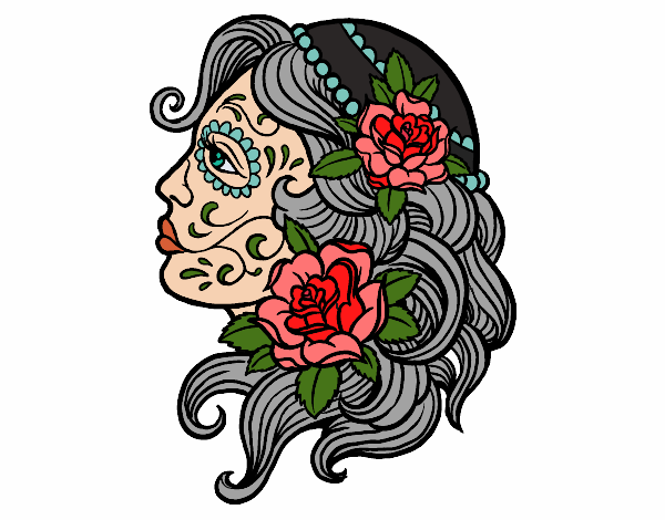 Coloring page Catrina tattoo painted byKhaos