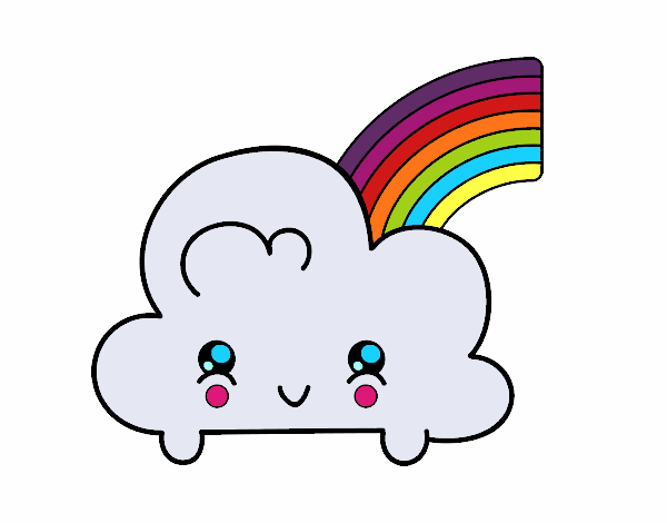 Coloring page  Cloud with Rainbow Kawaii painted byKhaos