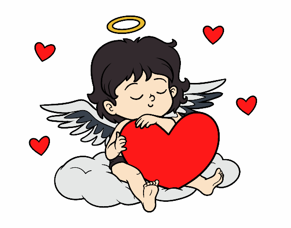 Coloring page Cupid with with heart painted byKhaos