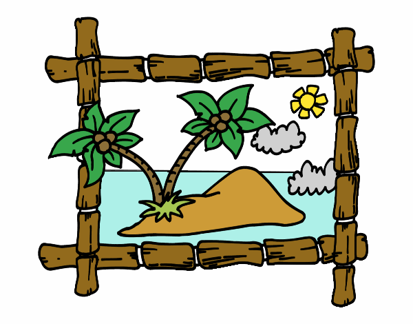 Coloring page Frame with palm trees painted byKhaos