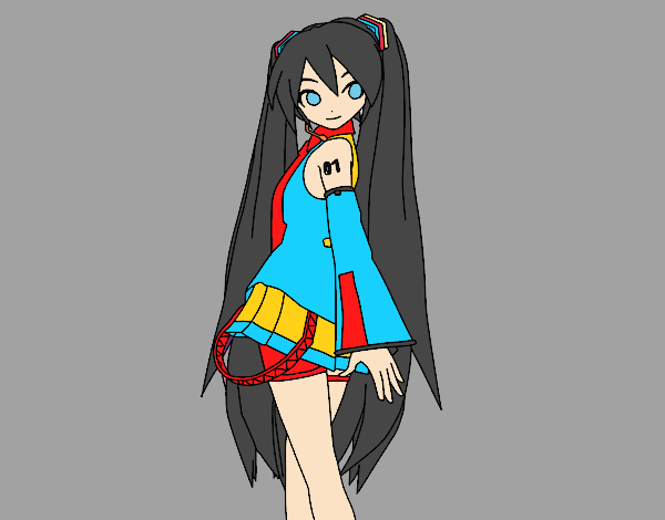 Coloring page Hatsune Miku vocaloid painted byKhaos