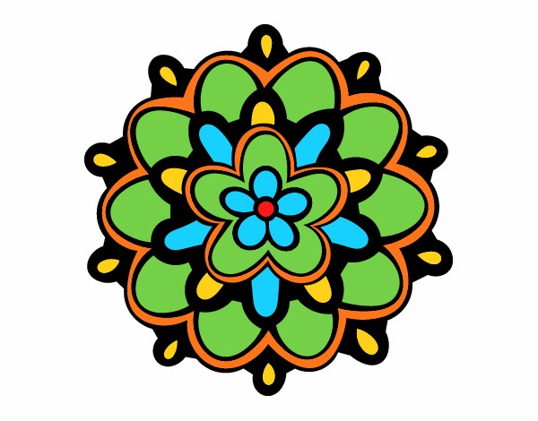 Coloring page Mandala with a flower painted byKhaos