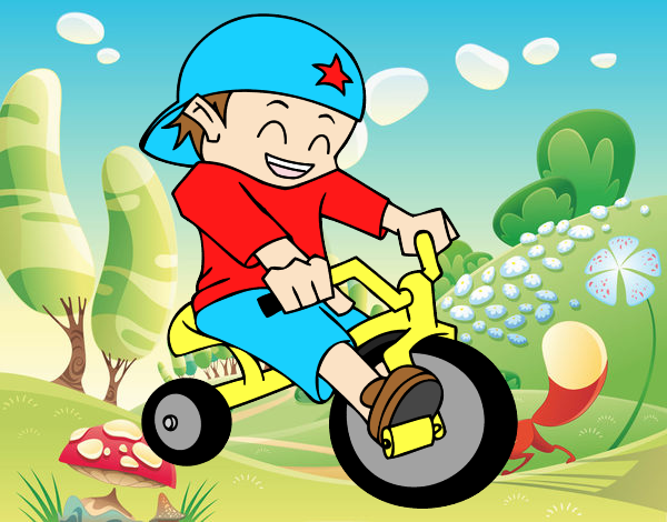 Boy on tricycle