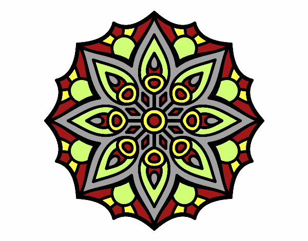 Coloring page Mandala simple symmetry  painted byKendall