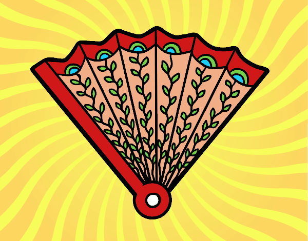 Coloring page Decorated hand fan painted byKhaos