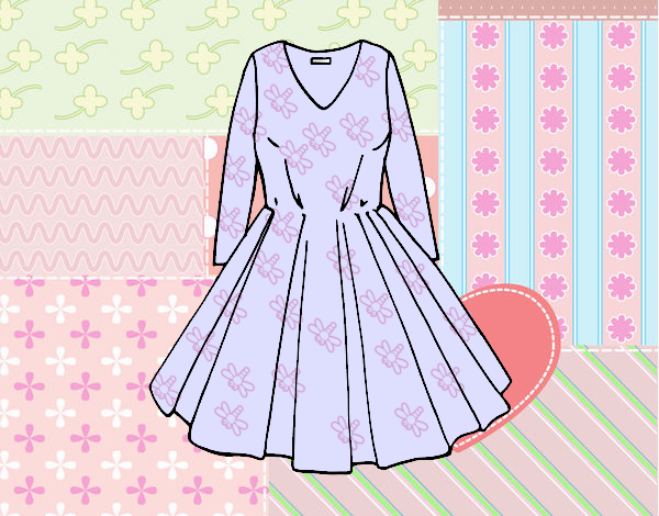 Coloring page Dress with full skirt painted bysophia