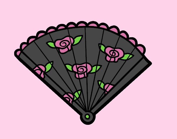 Coloring page Floral hand fan painted byKhaos