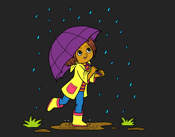 Coloring page Girl with umbrella in the rain painted byNnena