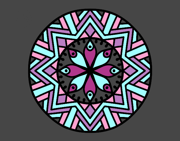 Coloring page Mandala bamboo flower painted bylauaren