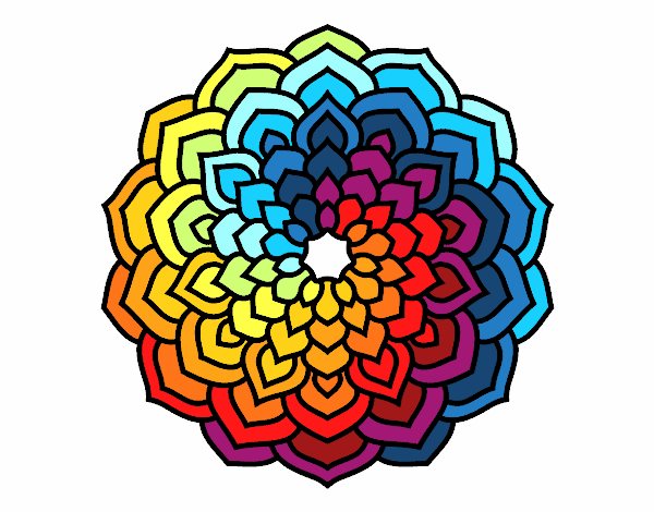 Coloring page Mandala flower petals painted byKamayani