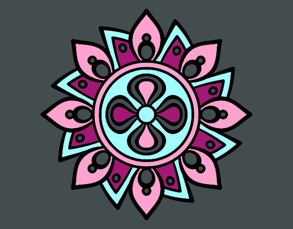 Coloring page Mandala simple flower painted bylauaren