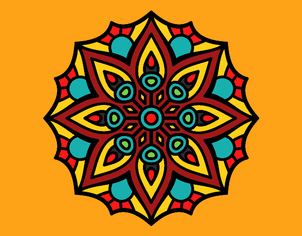 Coloring page Mandala simple symmetry  painted byKhaos