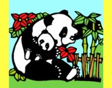 Coloring page Panda mother painted byAnia