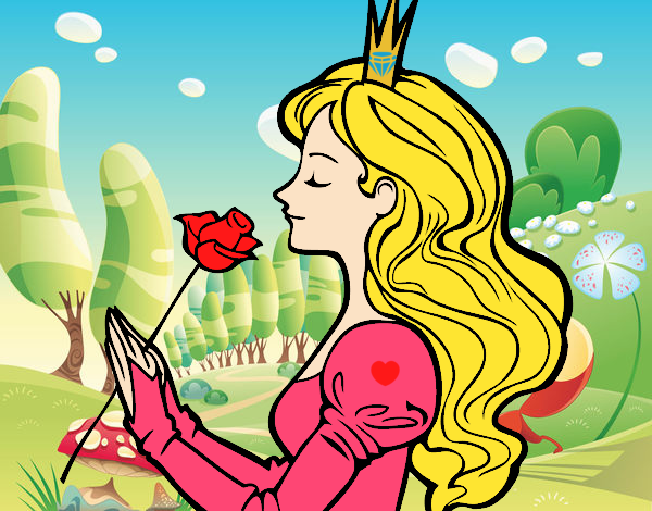 Coloring page Princess and rose painted bykitykat