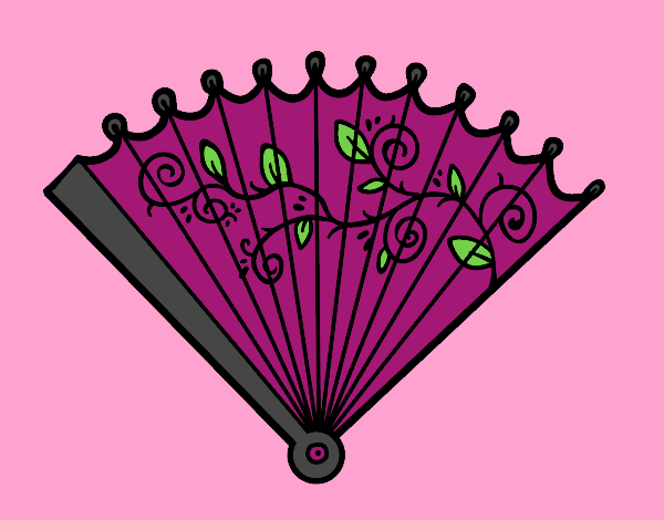 Coloring page Rococo hand fan painted byKhaos