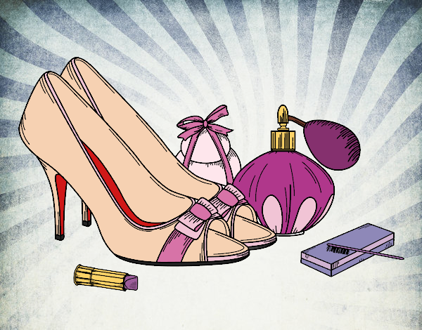 Coloring page Shoes and makeup painted byKVilla