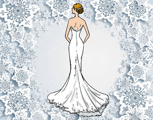 Coloring page Wedding dress with tail painted byKVilla