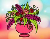 Coloring page A vase with flowers painted byEmerald