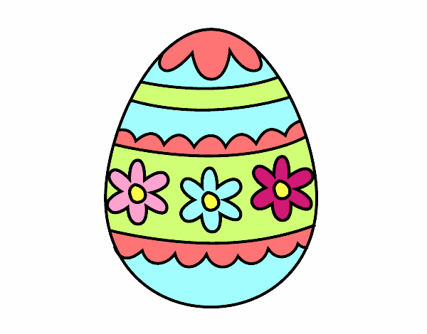 Coloring page Flowery easter egg painted byJennah