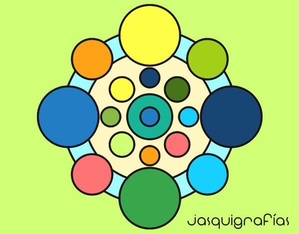 Coloring page Mandala with round painted byryals4paws