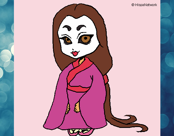 Coloring page Princess in kimono painted byEmerald