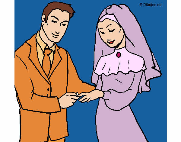 Coloring page Exchange of wedding ring painted bypinkrose