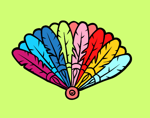 Coloring page Feather hand fan painted byryals4paws