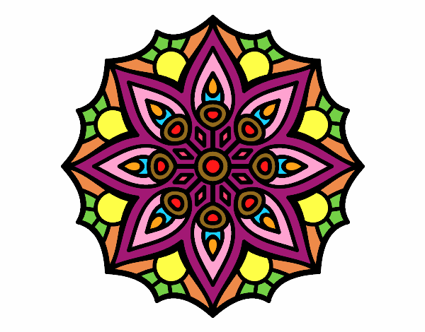 Coloring page Mandala simple symmetry  painted byDani