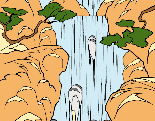 Coloring page Waterfall painted bypinkrose